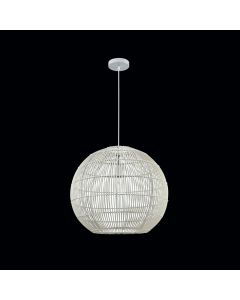 Φωτιστικό Κρεμαστό 36cm Ράταν Λευκό Μονόφωτο 1xE27 Sun Light NARES-36-W