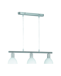 Φωτιστικό Κρεμαστό 61xH120cm Τρίφωτο Ράγα 3xE14 Nickel Mat-Opal White Trio Lighting Dallas R335110307