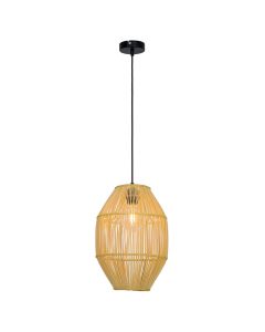 Φωτιστικό Κρεμαστό Ø27 εκ.1xE27 Πλεκτό Καλάθι Φυσικό Χρώμα Viokef Leta 4228400