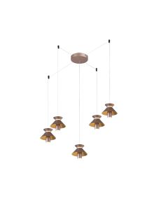 Φωτιστικό Κρεμαστό Αράχνη Χρυσαφί Πεντάφωτο Led SMD 5x8w 3000K Sun Light 51564P-PALE GOLD