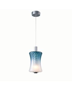 Φωτιστικό Κρεμαστό Μονόφωτο 15xH180cm Led 4w 220lm 3000K Χειροποίητο Γυαλί Μπλε-Λεπτομέρειες Γραφίτη Sun Light  PAUL-1P-BL