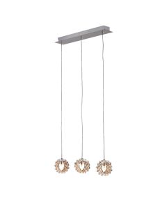 Φωτιστικό Κρεμαστό Ράγα L50cm 3xG4 Χρώμιο-Κρύσταλλα Λευκά & Μελί Sun Light MW-7146B/3PB