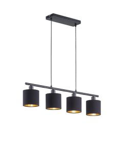 Φωτιστικό Κρεμαστό Τετράφωτο σε ράγα 75 εκ. Μαύρο  / Αμπαζούρ Υφασμάτινο Μαύρο Trio Tommy R30334079