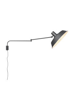 Φωτιστικό Τοίχου Vintage Μαύρο Ματ 1xE27 Βραχίονας 150cm Trio Lighting Bolder 200300132