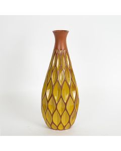 ΒΑΖΟ ΚΕΡΑΜΙΚΟ ΤΕΡΑΚΟΤΑ - ΚΙΤΡΙΝΟ 14.5x14.5x37cm Eurolamp 752-20225