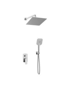 Orabella Ardesia - Shower set εντοιχισμού με Μπαταρία λουτρού, εντοιχισμού 2 σημείων, κεφαλή 250x250 με βραχίονα και τηλέφωνο ντουζ με σπιράλ και επιτοίχειο στήριγμα 10342