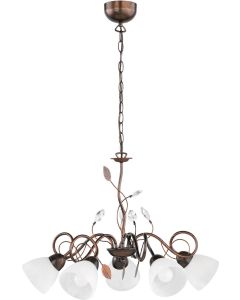 Φωτιστικό Πολυέλαιος Πεντάφωτος Ø70εκ. 5xE14 Μέταλλο Αντικέ-Γυαλί Αλάβαστρος Trio Traditio 110700528