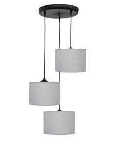 ΗΚ-04 PENDEL 3L ΓΚΡΙ-BL / GREY-ΒL Μοντέρνο φωτιστικό 3φωτο κύλινδρος Heronia 14-0151