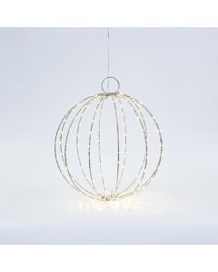 ΑΣΗΜΙ ΜΕΤΑΛΛΙΚΗ ΜΠΑΛΑ ΦΩΤΙΖΟΜΕΝΗ 30cm, 144 MINI LED, ΣΤΑΘΕΡΟΣ ΜΕΤΑΣΧΗΜΑΤΙΣΤΗΣ, ΑΣΗΜΙ ΧΑΛΚΙΝΟ ΚΑΛΩΔΙΟ, ΘΕΡΜΟ ΛΕΥΚΟ LED, ΠΡΟΕΚΤΑΣΗ ΠΑΡΟΧΗΣ 3m, IP44 Eurolamp 600-22401