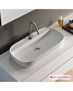 Νιπτήρας Πορσελάνης Glam76/R 76x38 (1 οπή) Scarabeo White 1801-300