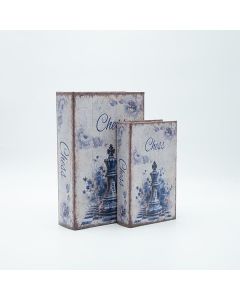 S/2 ΚΟΥΤΙ ΒΙΒΛΙΟ ΞΥΛΙΝΟ ΛΕΥΚΟ - ΓΑΛΑΖΙΟ 27x18x7cm / 21x13x5cm Eurolamp 819-01362