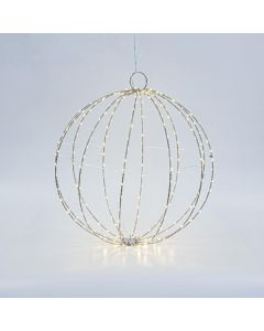 ΑΣΗΜΙ ΜΕΤΑΛΛΙΚΗ ΜΠΑΛΑ ΦΩΤΙΖΟΜΕΝΗ 40cm, 240 MINI LED, ΣΤΑΘΕΡΟΣ ΜΕΤΑΣΧΗΜΑΤΙΣΤΗΣ, ΑΣΗΜΙ ΧΑΛΚΙΝΟ ΚΑΛΩΔΙΟ, ΘΕΡΜΟ ΛΕΥΚΟ LED, ΠΡΟΕΚΤΑΣΗ ΠΑΡΟΧΗΣ 3m, IP44 Eurolamp 600-22402