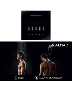 Κεφαλή Ντουζ Εντοιχισμού Οροφής Temptation 50x50, Almar Black Matt E044109-400