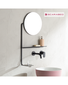 Καθρέπτης Μπάνιου Φ36 51x82 εκ. με εταζέρα και ποτηροθήκη Scarabeo Black Matt 2302-NROP