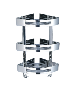 Θήκη -Ραφιέρα Τριπλή Γωνιακή Υ60x22,6cm Χρωμέ Stainless Steel 304 Domistyle 270113