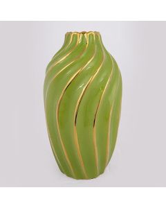 ΒΑΖΟ ΚΕΡΑΜΙΚΟ ΠΡΑΣΙΝΟ  -ΧΡΥΣΟ 17x17x30.5cm Eurolamp 752-20185