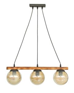 Κρεμαστό φωτιστικό με γυαλιά μελί R-600 CABLE RAGA 3/L WOOD Heronia 30-0073