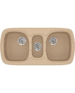 Νεροχύτης Κουζίνας Συνθετικός 97x51cm Ένθετος σε ερμάριο 100cm τρεις γούρνες Sanitec Classic 303-10-Granite-Beige 