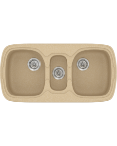 Νεροχύτης Κουζίνας Συνθετικός 97x51cm Ένθετος σε ερμάριο 100cm τρεις γούρνες Sanitec Classic 303-45-Granite-Cappuccino 