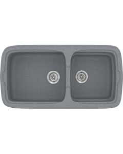 Νεροχύτης Κουζίνας 96x50,5εκ. Ένθετος Eρμάριο 100 εκ.Συνθετικός Metallic Silver Sanitec Classic 305-17