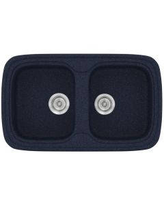 Νεροχύτης Κουζίνας Συνθετικός 82x50 εκ.2 Γούρνες Granite Blue Ένθετος Eρμάριο 80 εκ.Sanitec Premium 312-18