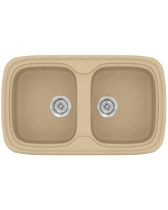 Νεροχύτης Κουζίνας Συνθετικός 82x50 εκ.2 Γούρνες Granite Cappuccino Ένθετος σε ερμάριο 80 εκ.Sanitec Classic 312-45