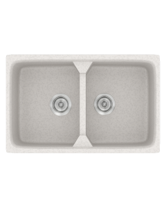 Νεροχύτης Κουζίνας Συνθετικός 78x51cm 2 Γούρνες Ένθετος Eρμάριο 80cm Sanitec Classic 318-14-Metallic-Ice