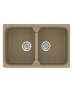 Νεροχύτης Κουζίνας Συνθετικός 78x51cm 2 Γούρνες Ένθετος Eρμάριο 80cm Sanitec Classic 318-15-Metallic-Cream