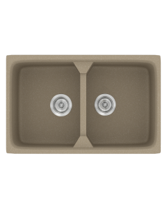 Νεροχύτης Κουζίνας Συνθετικός 78x51cm 2 Γούρνες Ένθετος Eρμάριο 80cm Sanitec Classic 318-42-Granite-Taupe