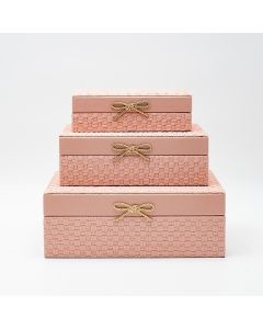S/3 ΔΙΑΚΟΣΜΗΤΙΚΑ ΚΟΥΤΙΑ ΞΥΛΙΝΑ ΡΟΖ 26x18x9.5cm/ 22x14x7.5cm/ 18x10x5.5cm Eurolamp 819-00322