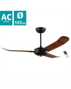 Ανεμιστήρας Οροφής Ø137x51,5cm  AC 220-240V,50Hz Remote Control Μαύρο Ματ-Καφέ Eglo Hoi An 35029