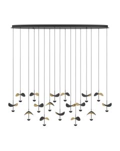 Φωτιστικό Κρεμαστό Ράγα L1550xB330xH2200mm 17x2,3w Led Dimmable 3000K 4760lm Ατσάλι Μαύρο-Χρυσό Eglo DRACERA 390343