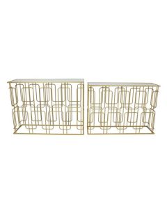 S/2 ΚΟΝΣΟΛΑ ΜΕΤΑΛΛΙΚΗ - ΓΥΑΛΙΝΗ ΧΡΥΣH 107x35.5x79.5cm / 101.5x30.5x74cm Eurolamp 750-39565