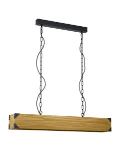 Φωτιστικό Κρεμαστή Τετράφωτη Ράγα 90 εκ. Μαύρο Μέταλλο/ Ξύλο Καφέ Eglo Harborough 43159