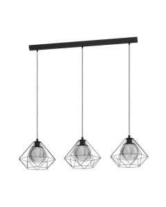 Eglo Vernham Μοντέρνο Κρεμαστό Φωτιστικό Τρίφωτο Ράγα με Ντουί E27 σε Μαύρο Χρώμα 43483