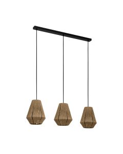 Φωτιστικό Κρεμαστό σε Ράγα L900xH1100mm 3xE27 Φυσικό Νήμα-Μαύρο Eglo Alderney 43786