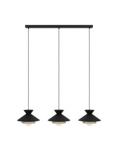 Φωτιστικό Κρεμαστό Τρίφωτο Ράγα 3L960xH1100mm  Μέταλλο-Μαύρο-Ορείχαλκος Eglo Grizedale 43886