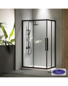 Καμπίνα ντουζιέρας Γωνιακής Εισόδου Corner Entry 70x90 (67-69 x 87-89 εκ.), Devon Flow Clean Glass Black Matt CF7090C-400