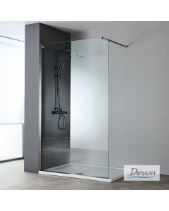 Διαχωριστικό κρύσταλλο ντουζιέρας IWIS Walk-in 100 h.220 ρυθμιζόμενo από 96 έως 98εκ., Devon Clean Glass Inox AISI304 Black Brushed  IWH100C-411