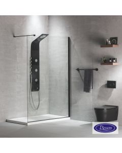 Διαχωριστικό κρύσταλλο ντουζιέρας IWIS Walk-in 80 h.220 ρυθμιζόμενo από 77 έως 79εκ., Devon Clean Glass Black Matt  IWH80C-400
