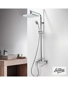 Μπαταρία Ντουζιέρας με Κεφαλή και Κολώνα μη ρυθμιζόμενου ύψους Profili plus La Torre Chrome 46026-100