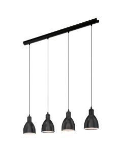 Φωτιστικό Τετράφωτο Vintage Ράγα 97,5 εκ. Ατσάλι Μαύρο Εξωτερικά Λευκό Εσωτερικά Eglo Priddy 49466