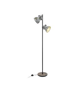 Φωτιστικό Επιδαπέδιο Δίφωτο Ø27*158 cm Vintage Industrial Μέταλλο Παλαιωμένο Ασημί Eglo Barnstaple 49722