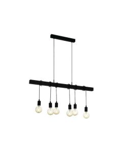 Eglo Townshend Vintage Κρεμαστό Φωτιστικό Πολύφωτο Ράγα για 6 Λαμπτήρες E27 σε Μαύρο Χρώμα 49755