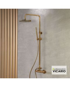 Μπαταρία Ντουζιέρας με Κεφαλή και Κολώνα ρυθμιζόμενου ύψους Slim Vicario Antique Brass 500165-221