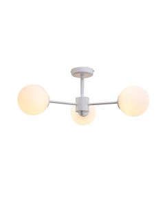 InLight Κρεμαστό φωτιστικό από λευκό μέταλλο και λευκή οπαλίνα 3XG9 D:50cm 5013-3
