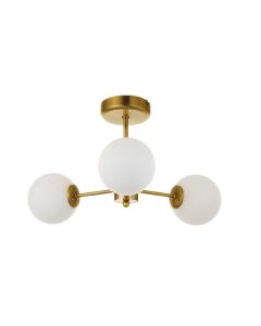 InLight Κρεμαστό φωτιστικό από χρυσό ματ μέταλλο και λευκή οπαλίνα 3XG9 D:45cm 5015-3