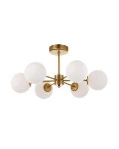 InLight Κρεμαστό φωτιστικό από χρυσό ματ μέταλλο και λευκή οπαλίνα 6XG9 D:55cm 5015-6