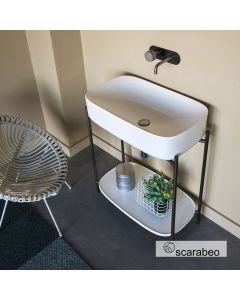 Έπιπλο μπάνιου Laila 2703-NROP με ράφι 2710-300, Χωρίς Νιπτήρα Scarabeo 270310-NROP300