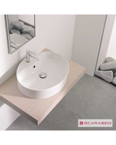 Νιπτήρας Πορσελάνης Wind/r 54,5x45 (1 οπή) Scarabeo White 8030R-300